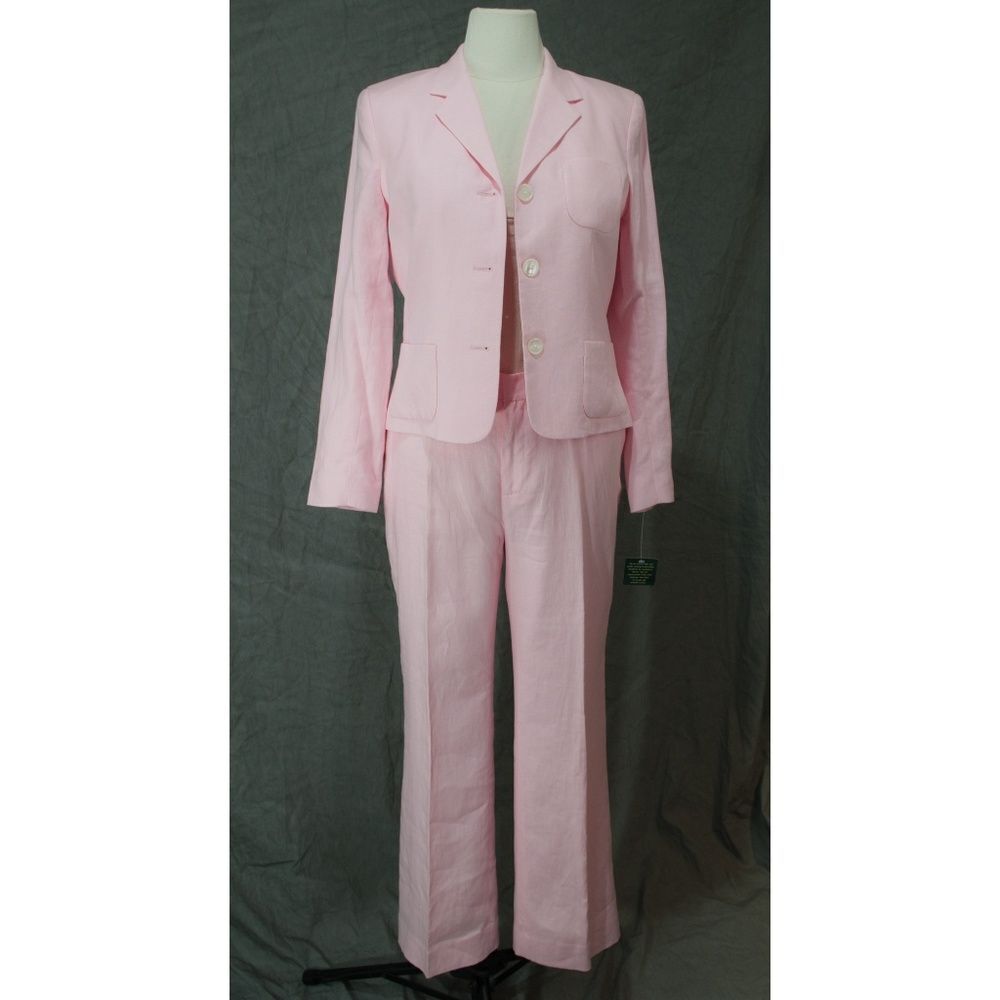 💥HP! Pink linen Ralph Lauren suit 12 reg / 14P. ⚜️ - Picture 6 of 9
